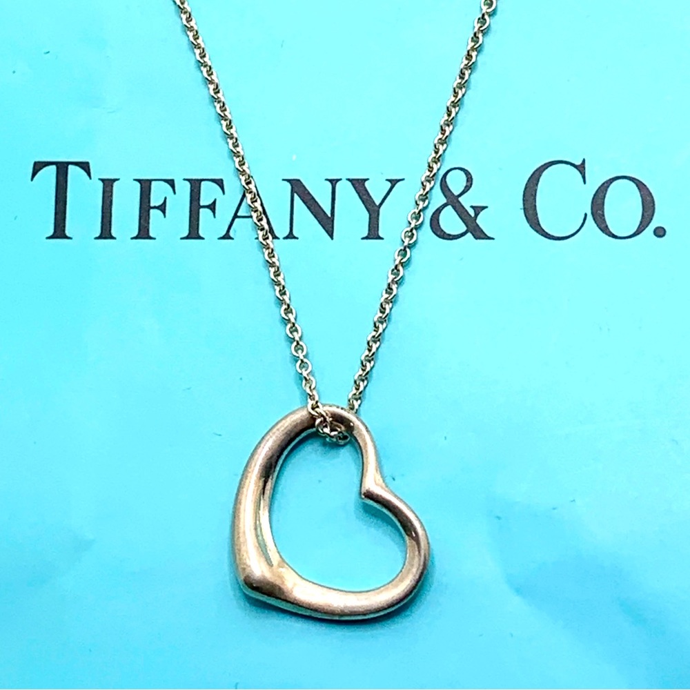 Authentic Tiffany & Co. Women’s 925 Sterling Silver Open Heart Pendant Necklace